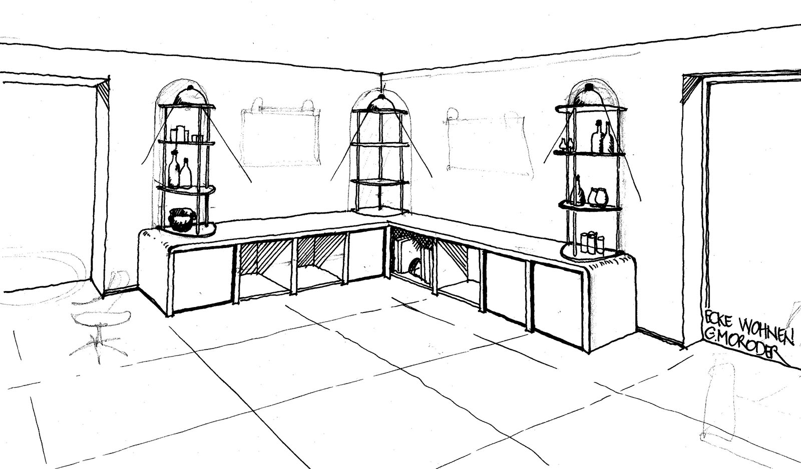 Gläserregale und darunter LPlattenarchive Gläserregale und darunter LPlattenarchive