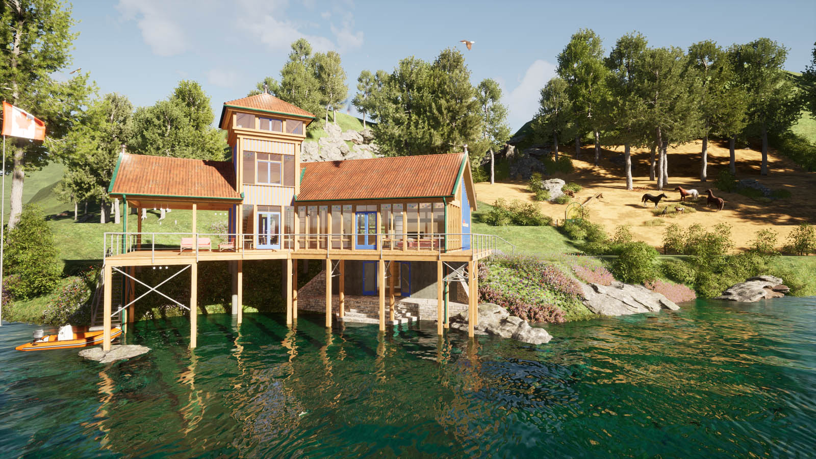 Holzskeletthaus von Gegenüber - Süden