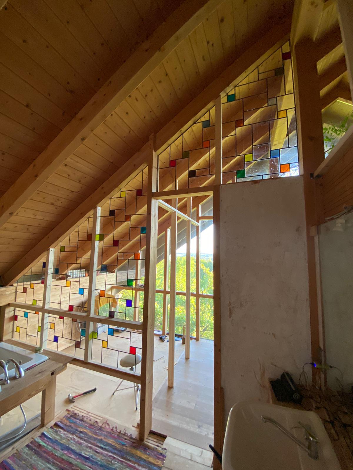 Antikverglasung im DG - zwischen Badezimmer und Saunah Antikverglasung im DG - zwischen Badezimmer und Saunah