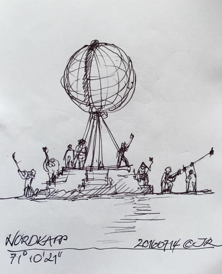 Karikatur am Nordkap - 2016