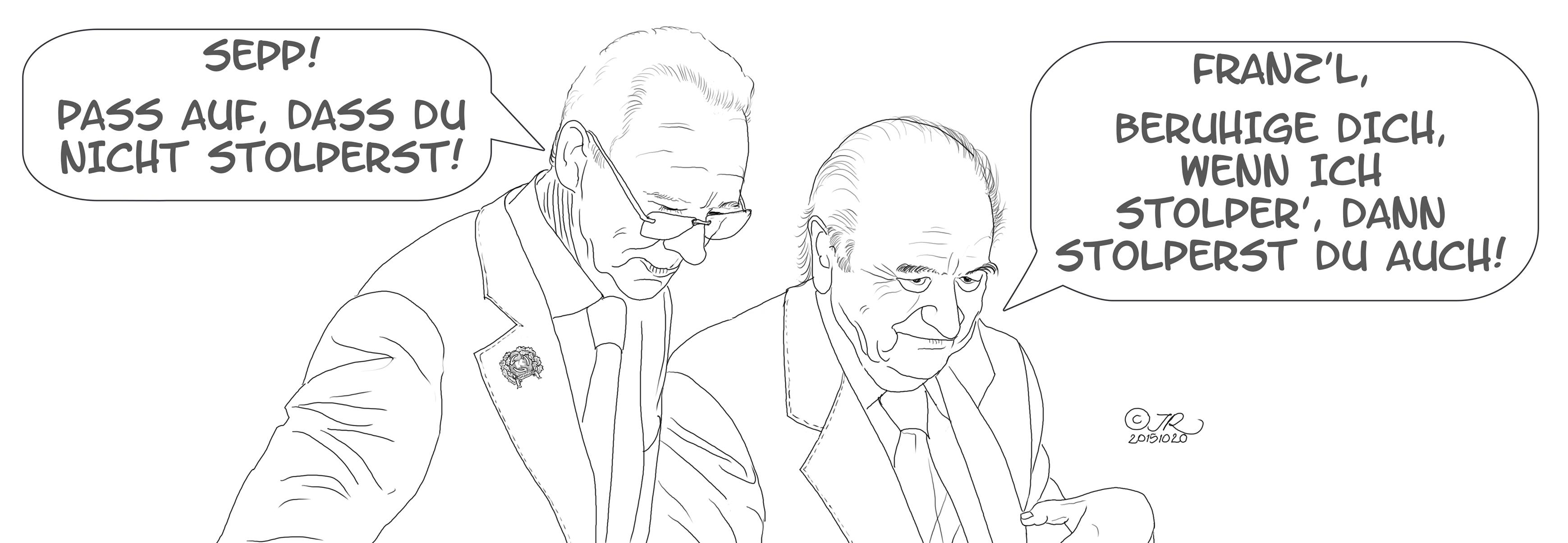 Chef Blatter mit Franz'l Beckenbauer im internen Gespräch